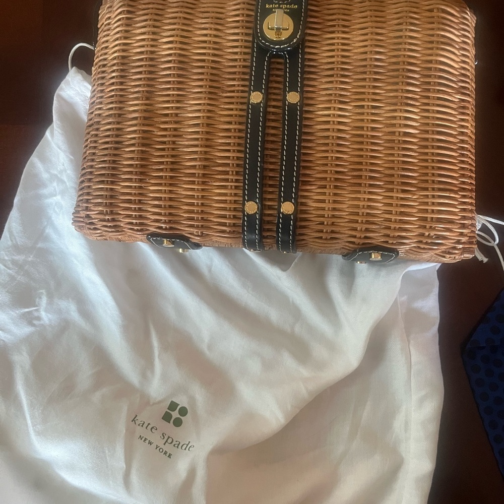 Kate Spade Tan Shoulder Bag with Woven Design